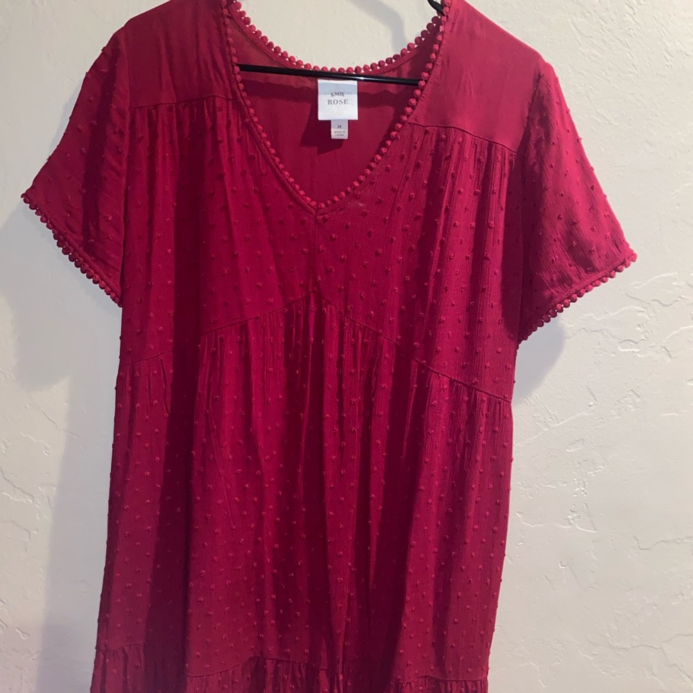 Red dress. Loose fitting